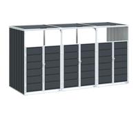 vidaXL Rangement à roulettes pour poubelles pour trois bacs acier, rangement de poubelles, rangement de poubelles de jardin,