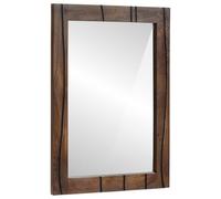 vidaXL Rangements de Salle de Bain en Bois Noyer Modernes, à Fixer au Mur, pour Un Style Sympa - Décor intérieur avec Miroir, Verre décoratif rectangulaire et Surface réfléchissante.