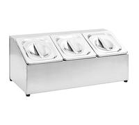 Récipient Gastronorm avec 3 Bacs Organisateur de Nourriture Conteneur de Stockage Restaurant Hôtel Maison GN 1/6 Acier Inoxydable