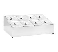 vidaXL Récipient Gastronorm avec 8 Bacs Organisateur de Nourriture Conteneur de Stockage Restaurant Hôtel Maison GN 1/6 Acier Inoxydable