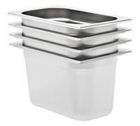 vidaXL Récipients Gastronorm GN 1/4 150 mm – 4 pièces Acier inoxydable