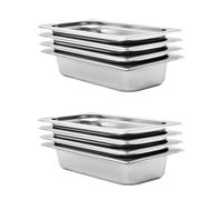 vidaXL 8x Récipients Gastronorm GN 1/3 Plaque de Cuisson Plateau de Service Plateau Empilable Restaurant Maison Cuisine Hôtel Intérieur 65 mm Inox Argent G