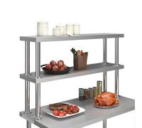 vidaXL Rehausse de table de travail à 2 niveaux 120 x 30 x 65 cm acier inoxydable