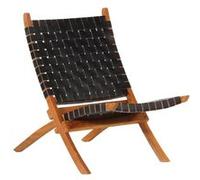 Vidaxl Chaise De Relaxation Pliable Noir Cuir Véritable Noir