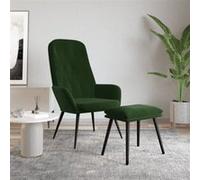 Relaxstoel met voetenbank fluweel donkergroen3097621