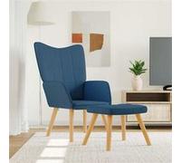 Chaise de Relaxation et Tabouret Fauteuil avec Repose-pied Chaise de Salon Salle de Séjour Maison Intérieur 61,5x69x95,5 cm Bleu Tissu
