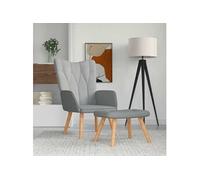 Vidaxl Chaise De Relaxation Avec Tabouret Gris Clair Tissu Gris