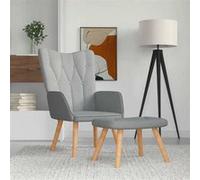 Vidaxl Chaise De Relaxation Avec Tabouret Gris Clair Tissu Gris