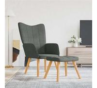 Relaxstoel met voetenbank tissu gris foncé
