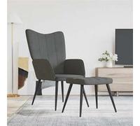 Chaise de Relaxation et Tabouret Fauteuil avec Repose-pied Chaise de Salon Salle de Séjour Maison Intérieur 61x70x96,5 cm Gris Foncé Tissu