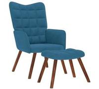 vidaXL Chaise de relaxation avec tabouret 4016831 Bleu velours