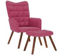 Relaxstoel met voetenbank velours bordeaux