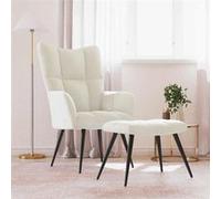 vidaXL Relaxstoel met voetenbank velours crÃmewit Crème G