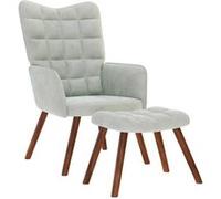 vidaXL Relaxstoel met voetenbank velours gris clair Gris G