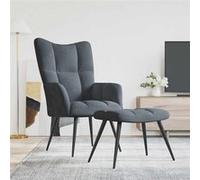 vidaXL Chaise de relaxation avec tabouret – Velours gris foncé