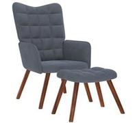 vidaXL Relaxstoel met voetenbank velours gris foncé Gris G