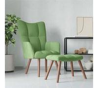 Relaxstoel met voetenbank velours lichtgroen