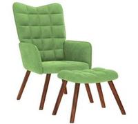 vidaXL Chaise de relaxation avec tabouret Vert clair Velours