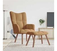 Relaxstoel met voetenbank velours marron