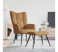 vidaXL Chaise de relaxation avec tabouret Marron Velours