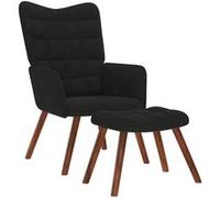 vidaXL Chaise de relaxation avec tabouret Noir Velours, chaise, chaise de salon, fauteuil relax, chaise longue, siège de 4016827