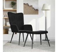 Vidaxl Chaise De Relaxation Avec Tabouret Noir Velours Noir