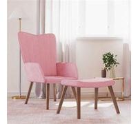 Relaxstoel met voetenbank velours roze