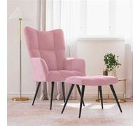 vidaXL Chaise de relaxation avec tabouret Rose Velours
