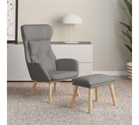 vidaXL Relaxstoel met voetenbankje tissu gris clair Gris clair G
