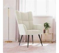 vidaXL Chaise de relaxation 328082 – Fauteuil de détente velours blanc avec repose-pied