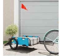 Remorque De Vélo Cargo Bleu Tissu Oxford Et Fer