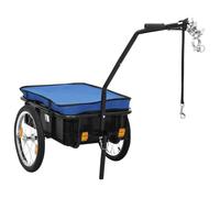 vidaXL Remorque de vélo 91772 – Chariot à main et de transport, 155x60x83 cm acier bleu