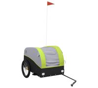 vidaXL Remorque de vélo – Noir et vert – Capacité 45 kg – Pour adulte – Fer – Polyvalente