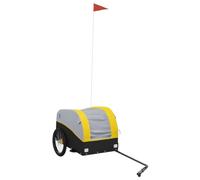 vidaXL Remorque de Vélo, Chariot à Vélo avec Barre, Remorque à Bagage pour Bicyclette, Chariot de Transport, Noir et Jaune 30 kg Fer