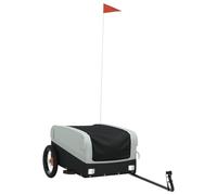 vidaXL Remorque de Vélo, Chariot de Transport avec Barre d'Attelage, Remorque à Bagages, Remorque de Bicyclette, Noir et Gris 30 kg Fer