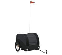 vidaXL Remorque de Vélo, Chariot de Transport avec Barre d'Attelage, Remorque à Bagages, Remorque de Bicyclette Extérieur, Noir 45 kg Fer