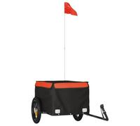 vidaXL Remorque pour vélo 94075 – Noir et orange, capacité 30 kg, fer