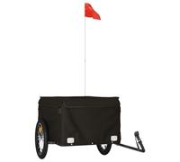vidaXL Remorque de Vélo, Chariot de Transport avec Barre, Remorque de Bicyclette avec Drapeau Jardin Terrasse Extérieur, Noir 45 kg Fer