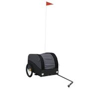 vidaXL Remorque de Vélo, Chariot de Transport avec Drapeau de Sécurité, Remorque à Bagage pour Bicyclette, Remorque de Vélo, Noir 30 kg Fer