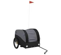 vidaXL Remorque de Vélo, Chariot de Transport avec Drapeau, Remorque de Bicyclette, Remorque à Bagages Jardin Extérieur, Noir 45 kg Fer