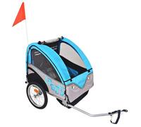 vidaXL Remorque de vélo pour enfants Gris et bleu 30 kg 91373