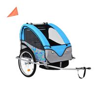 vidaXL Remorque de Vélo et Poussette 2-en-1, Chariot de Vélo avec Siège, Remorque de Bicyclette, Chariot de Transport, Bleu 91377