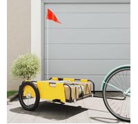vidaXL Remorque de vélo jaune tissu oxford et fer, chariot de vélo, chariot de vélo, remorque de vélo pour enfants, 94176