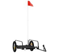 vidaXL Remorque de vélo Noir 122x53x31 cm Fer, Chariot de vélo, Chariot de vélo, remorque de vélo pour Enfants, Poussette de vélo