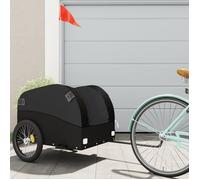 vidaXL Remorque de Vélo, Chariot de Transport avec Barre d'Attelage, Remorque à Bagages, Remorque de Bicyclette Extérieur, Noir 45 kg Fer