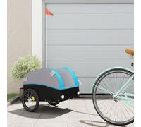 Vidaxl Remorque De Vélo Noir Et Bleu 30 Kg Fer
