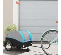 vidaXL Remorque de vélo – Noir et bleu – 30 kg – Fer
