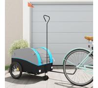 Vidaxl Remorque De Vélo Noir Et Bleu 45 Kg Fer