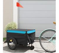 vidaXL Remorque de vélo noir et bleu 45 kg fer 94107