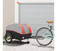 Vidaxl Remorque De Vélo Noir Et Orange 45 Kg Fer